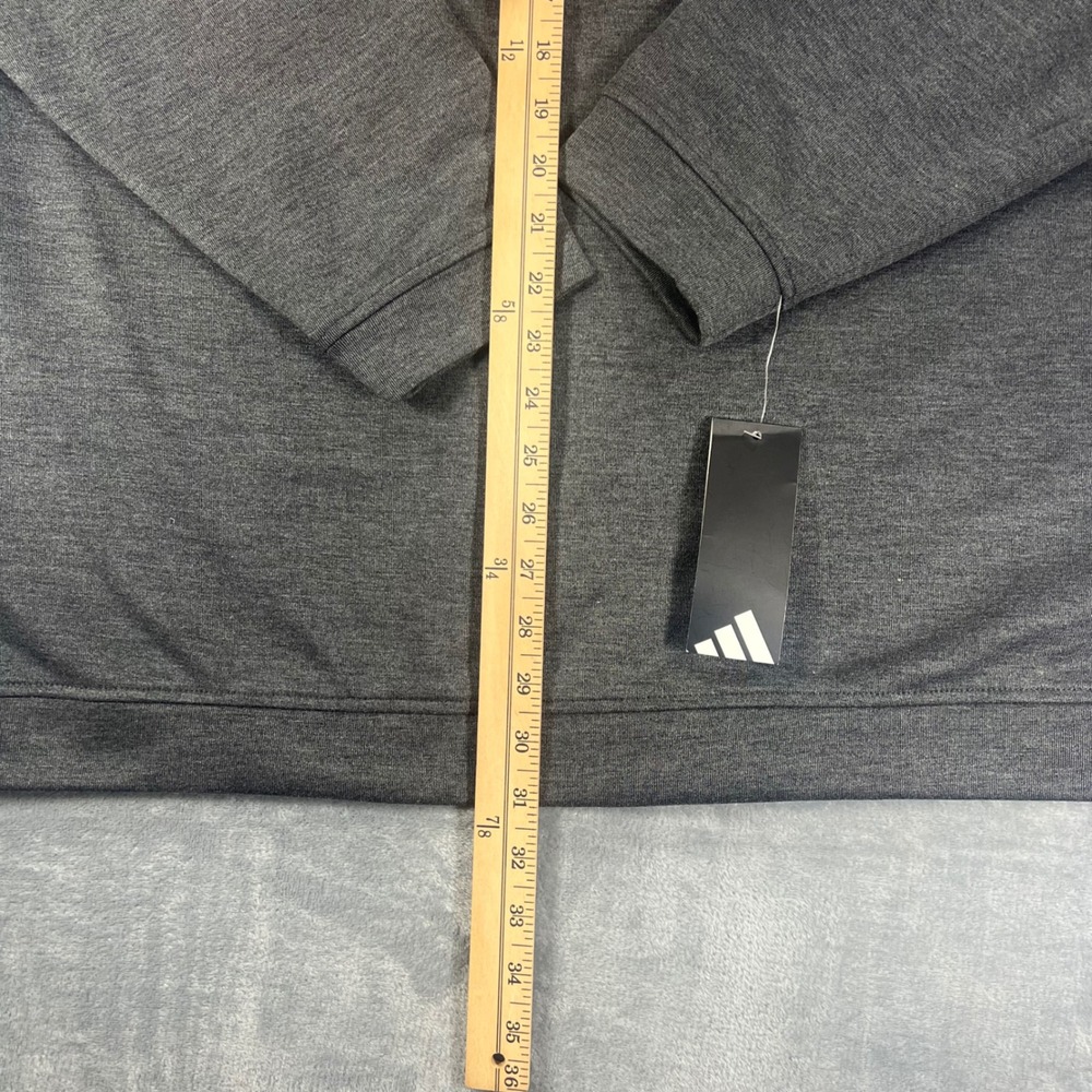 Adidas Mens 2XL Quarter Zip Pullover Heathered Grey Mock Neck Athletic Sweater - Picture 5 of 12